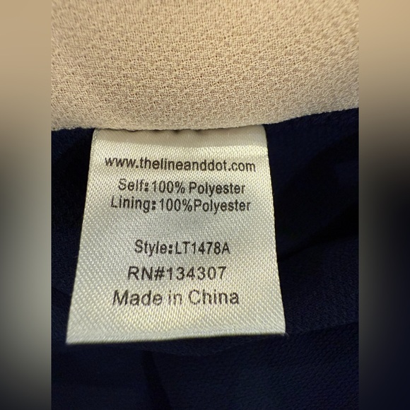 Line & Dot Navy with Cream Side Drape Halter Top Poly Overlay Size XS - Picture 12 of 13